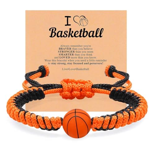ARHZ 1 Artike schwarzes orangefarbenes Seil + geflochtenes Basketball-Armband,Ostergeschenke Kinder 5 12 Jahre Junge, Basketball Armband Jungen, Ostergeschenk Junge Basketball Geschenke für Jungs