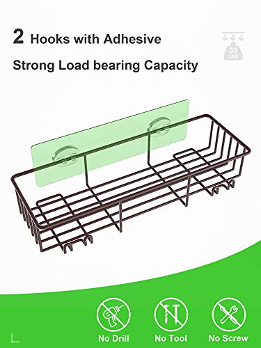 Smartake 2-Pack Shower Caddy, Rustproof Bathroom Shelf Organizer With Hooks For Hanging Razor Sponge Brush, Sus304 Stainless Steel Wall Rack For Dorm, Toilet, Bath And Kitchen, Bronze #TOP3