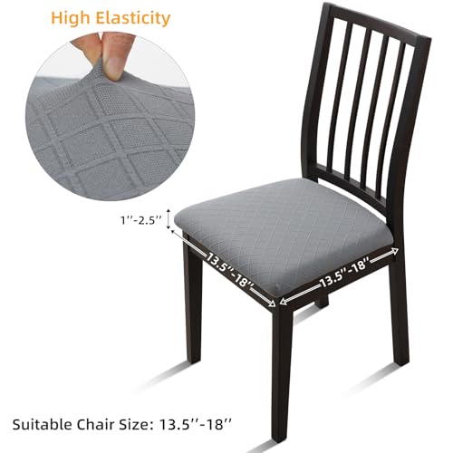 Image of YISUN Chair Seat Covers Set of 4, Waterproof Dining Room Chair Covers, Stretch Jacquard Removable Washable Kitchen Chair Seat Protector Slipcovers (4, Waterproof-Light Grey)