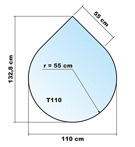 Funkenschutzplatte Tropfen 110cm Schwarz Glasplatte mit Dichtung