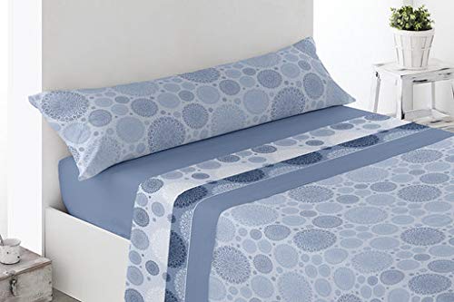 Regalitostv (Ton GUR. 150 Azul) Juego SÁBANAS 3 Piezas PIRINEO Invierno (Grosor 120 g) Bajera ELÁSTICA, ENCIMERA Y 1 Funda Almohada (150_x_200_cm)