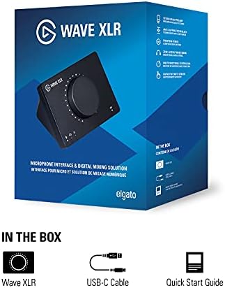 Elgato Wave XLR  mikser audio i przedwzmacniacz 75 db mikrofonu XLR, interfejs zasilania fantomowego 48 V, wyciszanie dotknięciem, aplikacja do miksowania, transmisja, nagrywanie, podcasty, Mac i PC