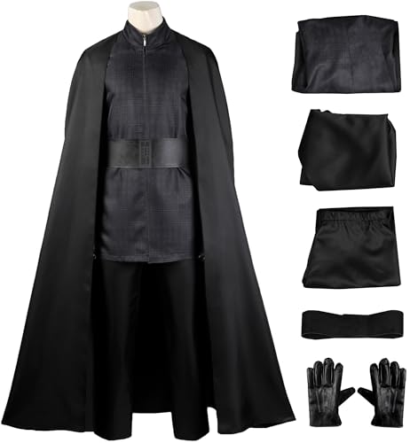 Kolegrial Kylo REN Disfraz Hombre Cosplay Star 8 Kylo REN Completo Uniforme Set Capa Top Pantalones Cinturón Guantes para Fancy Dress Up Carnaval Halloween Fiesta Cumpleaños Mascarada Costume