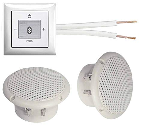 Busch Jäger Unterputz Bluetooth-Radio 8217U alpinweiß Komplett-Set Balance SI + 2 x Deckenlautsprecher (Feuchtraum/Badezimmer) Einbaulautsprecher +