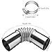 Stainless Steel Diesel Heater Exhaust End Pipes Parts 24mm Elbow Tube Connector for RV Boat Car 13cm (5.1in) with Secure Clamps