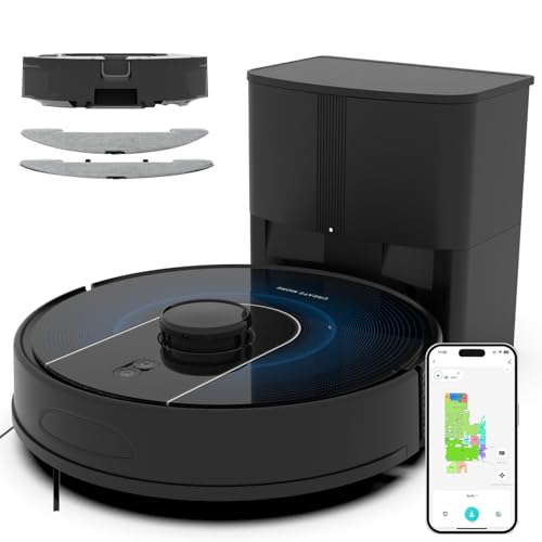 Bagotte Robot Vacuum and Mop, Robot Vacuum Self Emptying, 6000Pa Powerful Suction, 60-Day Hands-Free, Advanced Smart Mapping, LiDAR Navigation Robotic Vacuum for Pet Hair, Dust, Carpet, WiFi/App/Alexa