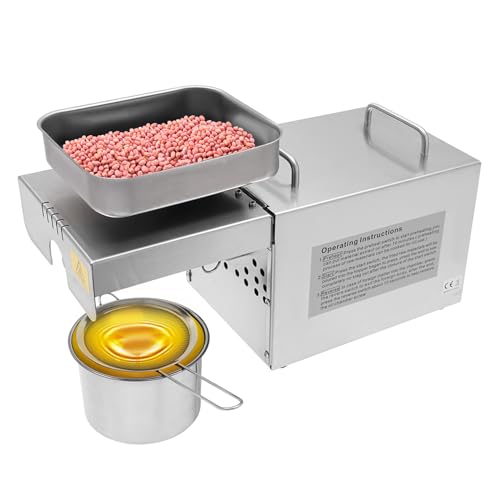 CUBELLIN Oil Press Machine 800W Electric Press Oil Machine Temperature Adjustable Stainless Steel Oil Machine Detachable Oil Extractor with LED Display Commercial Press Oil Machine