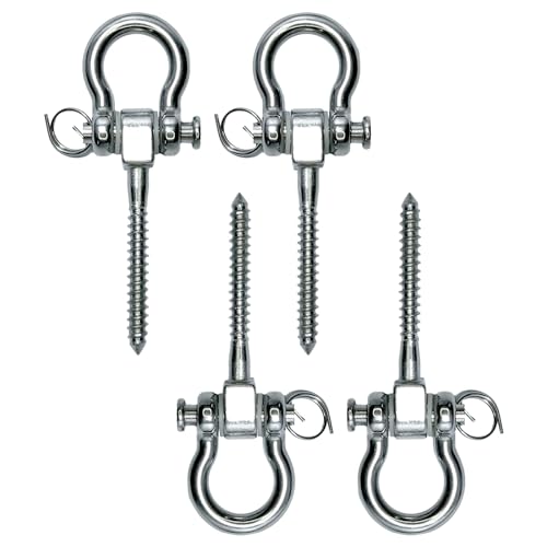 XENVIO Schwerlast 180° Schaukelhaken-4er Set - Edelstahl 304 Material – Trägt bis zu 900 kg Last – Kompatibel mit Holzdecken - Ideal für Hängematten, Yoga und Boxsäcke