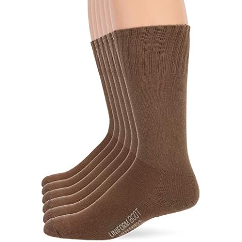 Jefferies Socks Men's Jefferies Military Uniform All Season Rib Top Crew Boot Socks 6 Pack Casual, Coyote Brown, Medium Cover