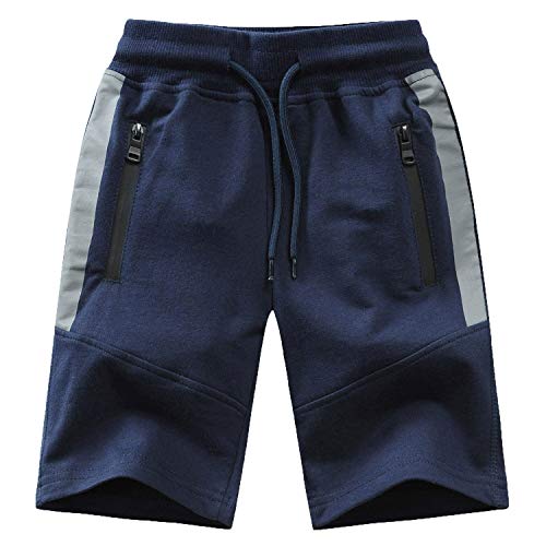 Echiondon Boy's Athletic Shorts Summer Cotton Casual Elastic Waist Shorts Grey