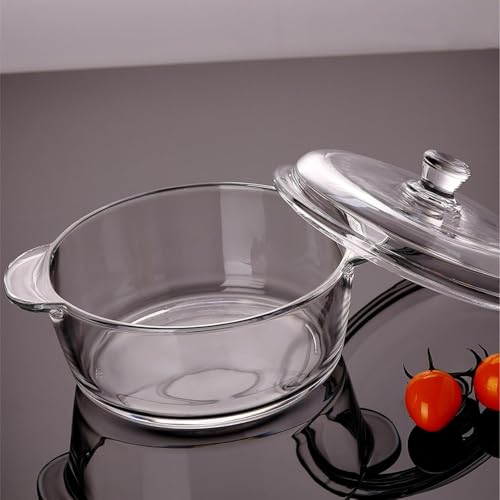 Image of bellemax 1pcs Set of 1000 ml Each Casserole with Glass lid Microwave Oven Safe Serving Bowl Tempered Glass, for Rice and Boiling Food Multipurpose (BM-02)