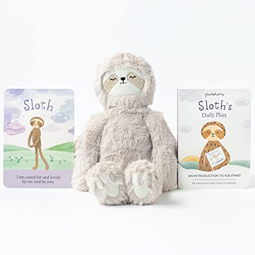 Image of Slumberkins 14" Sloth Kin, Affirmation Card & Storybook Set | Promotes Routines, Relaxation & Coping Skills | Social Emotional Development | Soft Plush Animal Gift for Toddlers & Preschoolers
