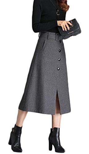 Jupe en laine grise à taille haute H&H HY coupe trapèze mi-longue en taille S