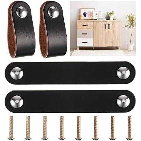 Möbelgriffe Leder 4 Stück schwarze Möbelgriffe Cover