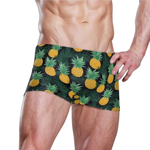 Pineapple Fruit Mens Swim Trunk Swimwear Bathing Suit Swim Brief Square Leg Board Short S B04037473
