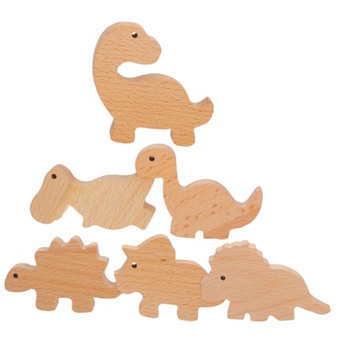 OSOLADY 6 Pack Dinosaur Craft Knobs for Kids Cabinets Sturdy Wooden Animal Drawer Pulls with Screws Adhesive
