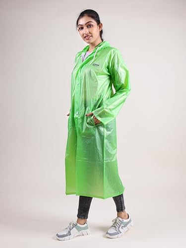 Image of Rupa Rainsuit Women Waterproof PVC Raincoat with Hood & Carry Bag | Lightweight Rainwear for Women with Front Zip | Solid Color | Standard Length | Pack of 1