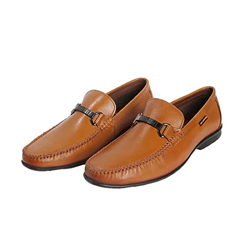Image of Lee Cooper Men's TAN Leather Driving Style Loafer-44 UK (LC2339BR)