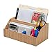 MobileVision Bamboo Desktop All-in-One Organizer for File Folders, Notepads, Pens, Stationary Items, Small Electronics and More