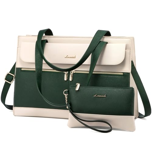 Image of LOVEVOOK Laptop Tote for Women - 15.6 Inch Professional Leather Computer Briefcase with Waterproof Handbag Shoulder Bag Large Capacity Business Teacher Office Crossbody Purse