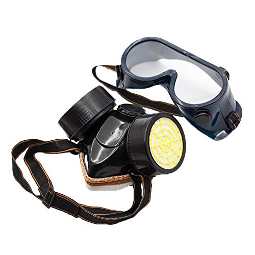 Preisvergleich Produktbild AcserGery Doppeltank Gasmaske Atemschutzmaske Aktivkohle chemikalien Staubschutz Lackierer Dämpfe Anti-Staub- Formaldehyd / Lackierung, schwarz (Gasmaske)