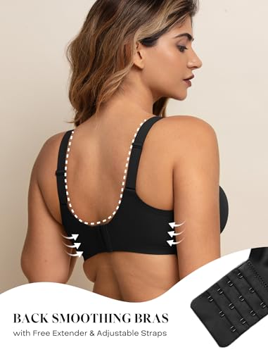 Image of COMFELIE Women No Underwire Bra Comfy Seamless Bras Full Coverage Mesh Bralette with Adjustable Contrast Color Strap S-4XL