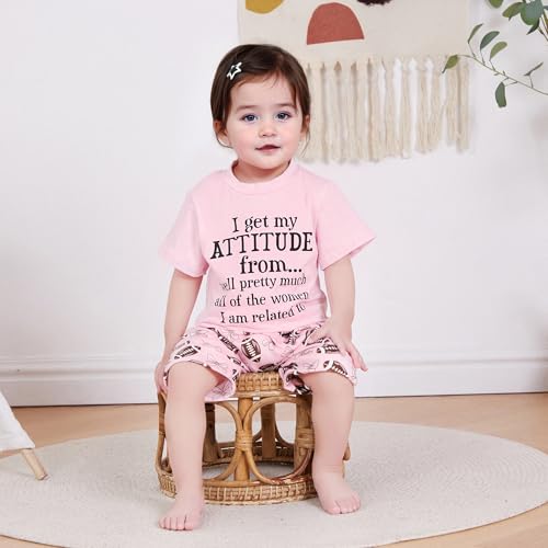 WZTYYDS Toddler Girl Summer Clothes Baby Football Outfit Letter Print Short Sleeve T-shirt Shirts + Shorts Set2