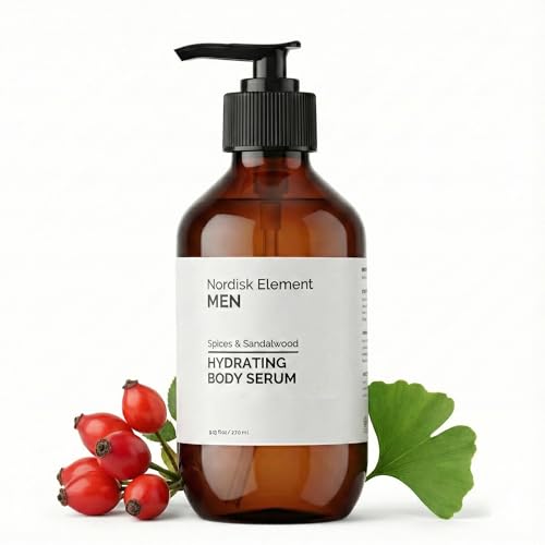 Nordisk Element Suero corporal para hombre con antioxidantes nórdicos y botánicos, hidratación profunda y reparación de la barrera cutánea, suero corporal con ácido hialurónico, sin parabenos y