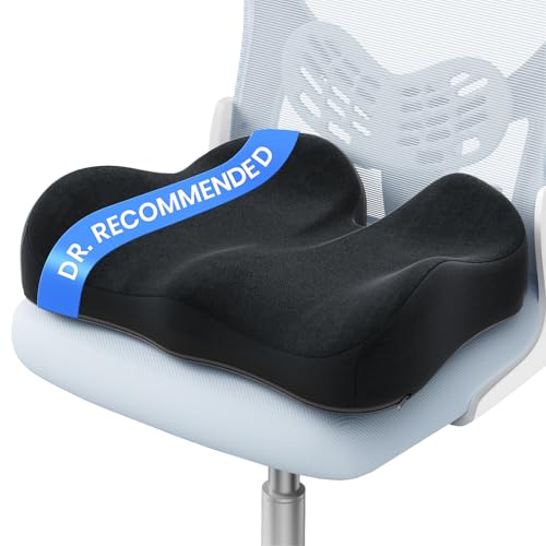 Benazcap Ergonomic Seat Cushion -Large Memory Foam Office Chair Cushion Seat Pad - Sciatica & Lower Back Pain Relief - Car Seat Cushions for Driving Seat Cushions
