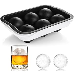 ICEXXP Whiskey Ice Ball Maker, [Fill without Funnel & Easy Release] 2.2” Round Large Ice Cube Trays with Cover, Reusable Sphere Silicone Ice Tray with Lids for Bourbon, Brandy, Gift for Whisky Lover