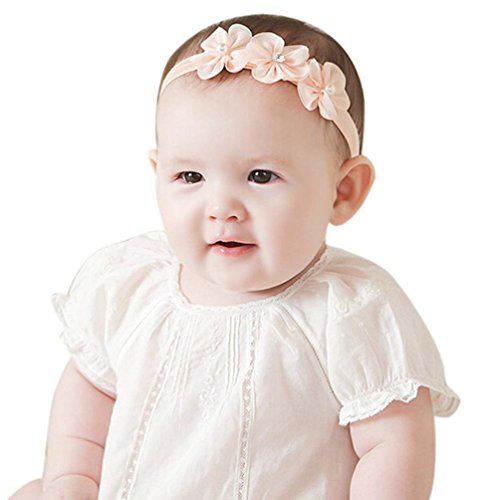 AMA(TM) Newborn Baby Girls Crystal Headband Flower Hairbans Hair Ring