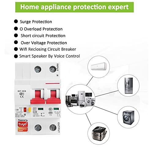 Protium Wifi Main Circuit Breaker (MCB) / Smart Switch With Overload and Short Circuit Protection for Home - Works With Smart Life App (63A) 2
