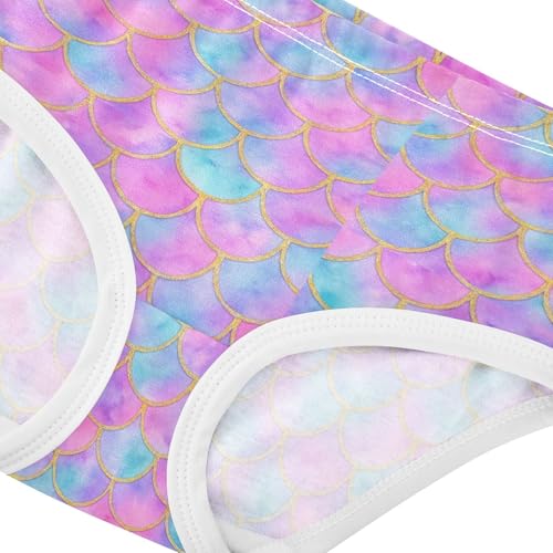 Joisal Pattern Toddler Underwear Floral 2t Cotton Panties Little Girl Gradient Mermaid Scale Pink Teal Briefs Underpants4