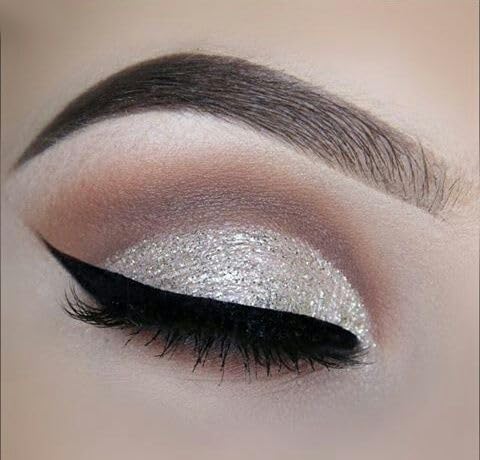 Shimmer Glitter Liquid Eyeshadow, Purple Blue Holographic Sparkle Metallic Pigment Eye Shadow Eyeliner Makeup Kit, Waterproof Longlasting (Silver)