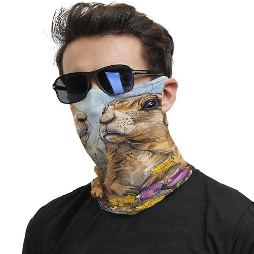 Neck Gaiter Two Prairie Dogs Face Mask for Travel Face Cover Scarf for Men Women Elastic Headbands Wind-proof Bandana for Skiing Fishing Hiking Cycling2