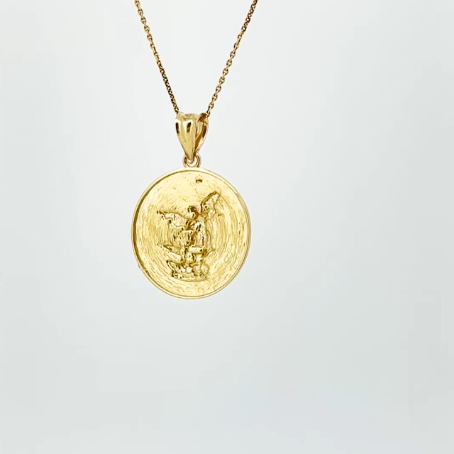Solid 10k Yellow Gold Saint Michael Celtic Cross Pendant - "Pray For Us" Inscription, 1.6 Inches - View #3