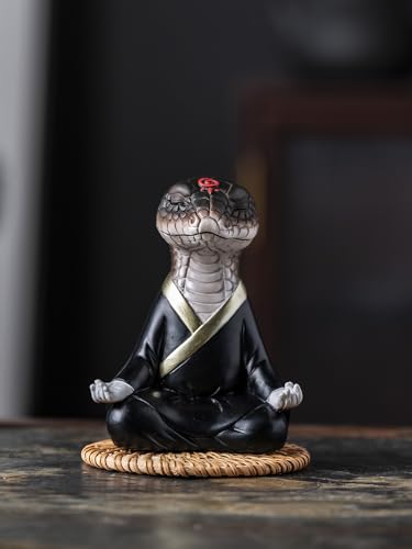 Odpaltoy 令和7年 2025年 縁起物 お正月 置物 風水グッズ 干支 へび 新年 開運 金運招福 金運のヘビ お守り プレゼント 風水アイテム (黒いヘビ)