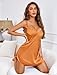 Avidlove Sexy Lingerie Nightgown Lace Chemise Satin Slip Silk Nightie Babydoll for Women Brown Small