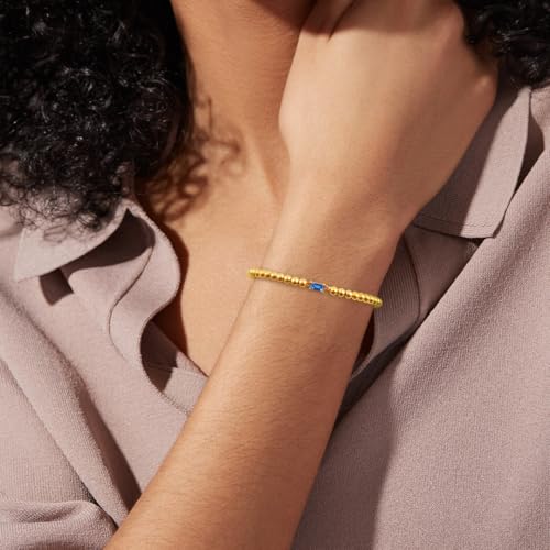 Free bird Birthstone Beaded Bracelet for Women Dainty 14K Gold Plated Stretchable Beaded Bracelet Hypoallergenic Waterproof Trendy Stackable Bracelet Birthstone Jewelry Gift for Birthday Christmas Valentine's Day2