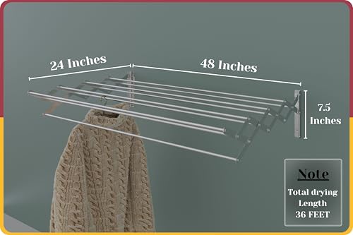 Image of Amiraj Foldable Wall Mounted Clothes Drying Stand |Heavy Duty Rust-Free Stainless Steel Zigzag Cloth Dryer Rack|9 Rod, 4 Feet |Space Saving Laundry Drying Rack for Balcony, Bathroom, Indoor & Outdoor
