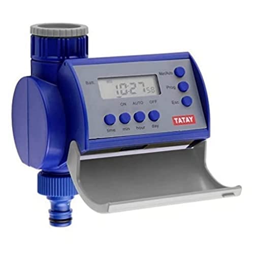 TATAY Programador Riego Automatico | hasta 8 Riegos Diarios y 15 Combinaciones Semanales | Funciona con Pilas | Conexión Directa a Riego Grifo 3/4' y 1' | Protección Anti UVA | Conexión Universal
