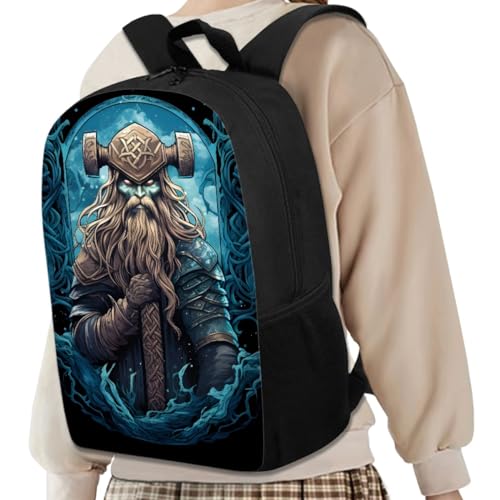 ENLACHIC Kids School Backpack Cool 3D Viking Odin Wotan Print Teens Girls Boys Bookbag College Laptop Travel Daypack for Women Men4