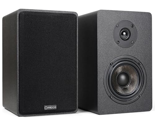 Image of Micca MB42X Advanced Passive Bookshelf Speaker Pair for Stereo /Home Theater | 4-inch carbon-fiber woofer, silk-dome tweeter and 18dB crossover provide open, balanced dynamics with low-distortion bass.
