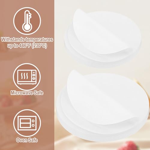 Krijuess 200 peças redondas de papel manteiga, antiaderente, 15 cm e 25 cm, papel pergaminho redondo