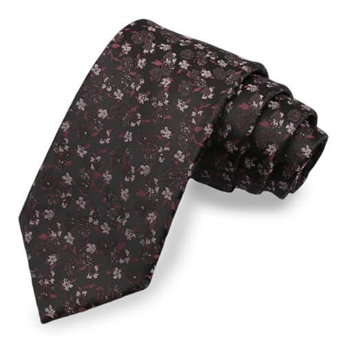 Image of Floral Ties for Men Satin Mens Tie Flower Printed Neck Tie Wedding Party Business