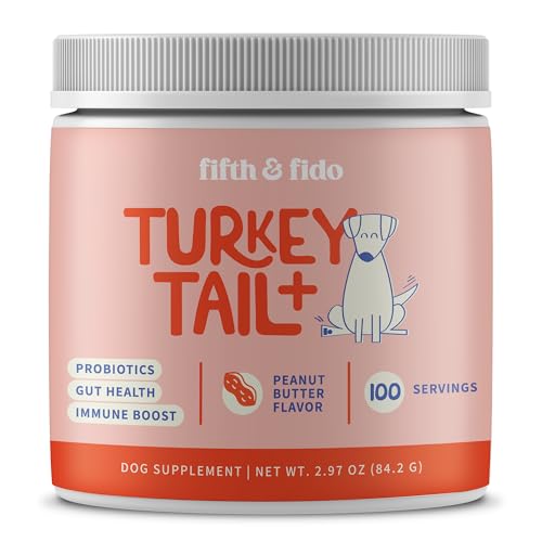 Turkey Tail Mushroom + Probiotics for Dogs – Lump & Lipoma Support, Gut & Immune Health, Energy & Vitality – Reishi + Turkey Tail Powder, 100 Servings