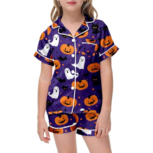 Girls Halloween Outfits Casual Round Neck Printed Top and Pants Set for Toddler Kids Comfortable Daily Wear Spring Summer