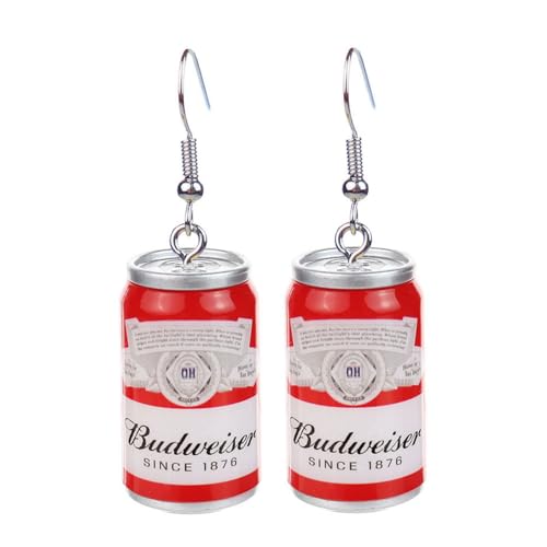 3D Simulation Beer Bottle Earrings Cute Sparkling Mark Can Earrings Creative Party Jewelry for Women
