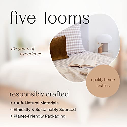 Five Looms - Cozy Flannel Bed Sheet Set, 100% Cotton Flannel Sheets With Deep Pockets, All Around Elastic, Ultra Soft Flannel - Fitted Sheet, Flat Sheet, And 2 Pillowcases, Queen Size, Gingham Beige #TOP5