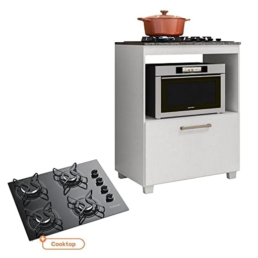 Kit Balcão Cozinha Moob com Cooktop Itatiaia 4 bocas Preto a Gas Bivolt